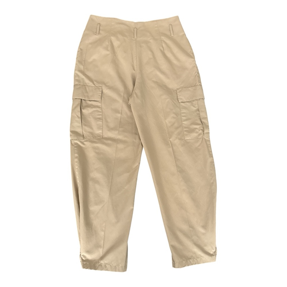 ZARA Women’s Baggy Cargo Pants Khaki High Waist Utility Pockets Streetwear Sz M - Picture 4 of 9